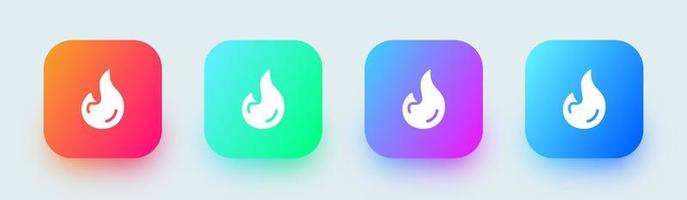 Fire solid icon in square gradient colors. Flame signs vector illustration.