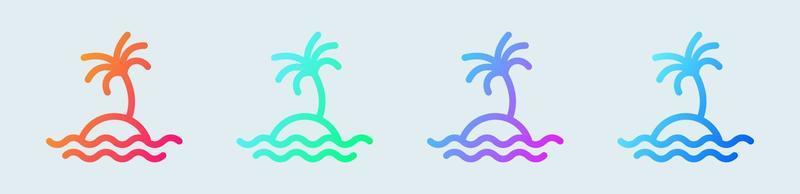 icono de línea de isla en colores degradados. ilustración vectorial de signos tropicales. vector