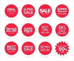 Sale stickers and tags red collection vector illustration