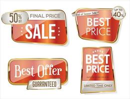 Super sale gold and white retro badges and labels collection vector