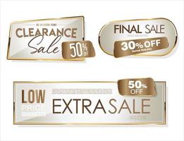 Super sale gold and white retro badges and labels collection vector