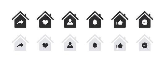 House signs. Home icon set. Real estate. House icons with different signs. Vector illustration