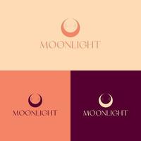 logotipo vectorial de luz de luna. vector de icono de línea de diseño de logotipo de media luna y estrellas elegante en contorno de estilo lujoso lineal. boutique premium, joyería, salón de bodas.