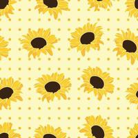 Sunflowers and dots pattern design. Good for prints, wrapping paper, textiles, and fabric. Hand-drawn background. Botanic Tile. The surface pattern design. vector