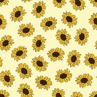 diseño de patrón de girasoles. bueno para estampados, papel de envolver, textiles y telas. fondo dibujado a mano. azulejo botánico. diseño de patrón de superficie floral. vector