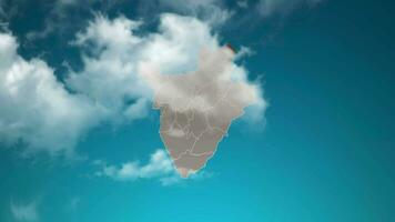 burundi country map with zoom in Realistic Clouds Fly Through. camera zoom in sky effect on burundi map. Background Suitable for Corporate Intros, Tourism, Presentations. video