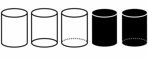 outline silhouette cylinder icon set isolated on white background vector