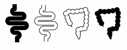 outline silhouette colon icon set isolated on white background vector