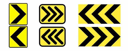 left right Chevron traffic sign set isolated on white background vector