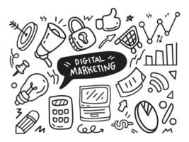 Doodle tema de marketing digital vector