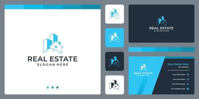 house building logo design and clouds. business card template design.