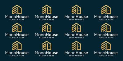 collection of creative house building logos with initial letter monogram. premium vector