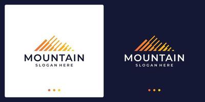 logo creativo de montaña con línea. símbolo de marketing moderno, analítico. vector premium