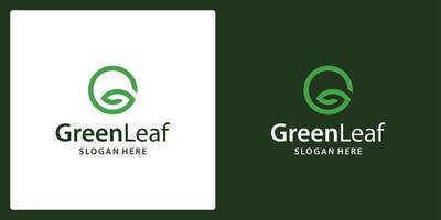 initial letter G and leaf shape. logo in flat, minimalist and simple style. vector