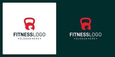 barbell logo inspiration and fitness woman logo. premium vector