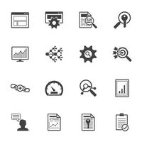 Big data icons set, SEO concept, Vector solid icon set