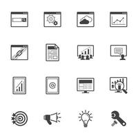 Big data icons set, SEO concept, Vector solid icon set