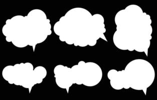 Set speech bubbles on black background. chat box or chat vector square and doodle message or communication icon Cloud speaking for comics and minimal message dialog