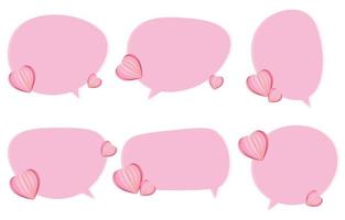 Set pink valentines day speech bubbles on white background. chat box decorated with origami hearts. vector square and doodle message icon. Cloud speaking for comics and minimal message dialog