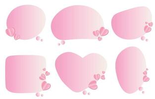 Set valentine speech bubbles on white background. decorated with hearts. chat vector square and doodle message or communication icon Cloud speaking for comics and minimal message dialog