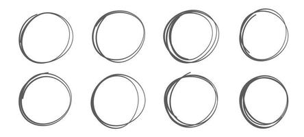 Set of hand drawn circles sketch frame, felt-tip pen ovals. Doodle circular frame elements isolated vector illustration