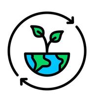 Ecology and Environment related color line icon. Nature and Renewable Energy colorful linear icons. Eco friendly and Eco line icons flat color outline vector sign.