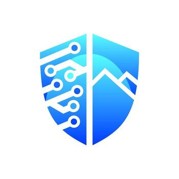 shield tech vector logo design with modern concept , abstract illustration symbol of cyber security for digital template protection software company.