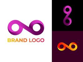 Infinity logo 3d geometric shape, bright gradient endless loop tech symbol. vector