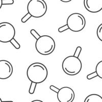 Loupe sign icon in flat style. Magnifier vector illustration on white isolated background. Search seamless pattern business concept.