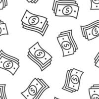 Money stack icon in flat style. Exchange cash vector illustration on white isolated background. Banknote bill seamless pattern business concept.