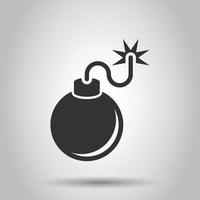 Bomb icon in flat style. Dynamite vector illustration on white isolated background. C4 tnt business concept.