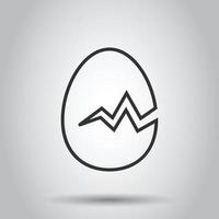 Egg icon in flat style. Breakfast vector illustration on white isolated background. Eggshell business concept.