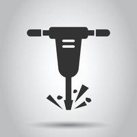 Jackhammer icon in flat style. Demolish vector illustration on white isolated background. Destroy business concept.