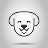 Dog head icon in flat style. Cute pet vector illustration on white isolated background. Animal business concept.