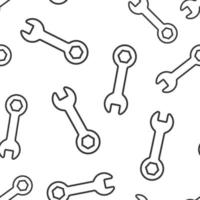 Wrench icon in flat style. Spanner key vector illustration on white isolated background. Repair equipment seamless pattern business concept.