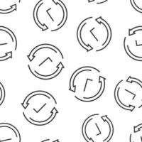 Check mark sign icon in flat style. Confirm button vector illustration on white isolated background. Accepted seamless pattern business concept.