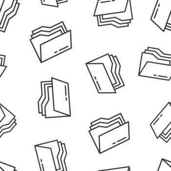 icono de carpeta de archivos en estilo plano. Ilustración de vector de archivo de documentos sobre fondo aislado. concepto de negocio de patrones sin fisuras de almacenamiento.