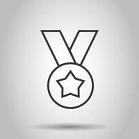 Medal icon in flat style. Prize sign vector illustration on white isolated background. Trophy award business concept.