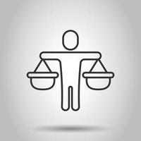 Ethic balance icon in flat style. Honesty vector illustration on isolated background. Decision business concept.