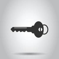 Key icon in flat style. Password vector illustration on white isolated background. Access business concept.