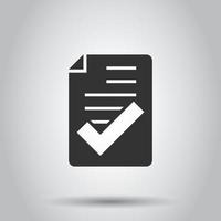 Approved document icon in flat style. Authorize vector illustration on white isolated background. Agreement check mark business concept.