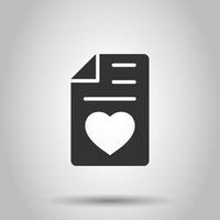 Wishlist icon in flat style. Like document vector illustration on white isolated background. Favorite list business concept.