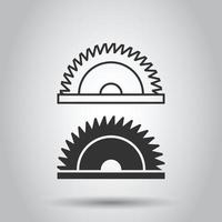 Saw blade icon in flat style. Circular machine vector illustration on white isolated background. Rotary disc business concept.