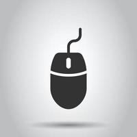 Computer mouse icon in flat style. Cursor vector illustration on white isolated background. Pointer business concept.