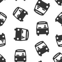 Bus icon in flat style. Coach vector illustration on white isolated background. Autobus vehicle seamless pattern business concept.