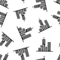 Building icon in flat style. Town skyscraper apartment vector illustration on white isolated background. City tower seamless pattern business concept.