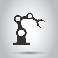 Robot arm icon in flat style. Mechanic manipulator vector illustration on white isolated background. Machine business concept.