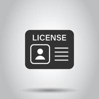 Driver license icon in flat style. Id card vector illustration on white isolated background. Identity business concept.