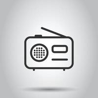 Radio icon in flat style. Fm broadcast vector illustration on white isolated background. Radiocast business concept.