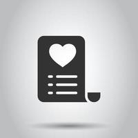 Wishlist icon in flat style. Like document vector illustration on white isolated background. Favorite list business concept.